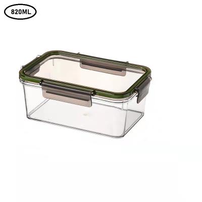 China 820ML PET Food Container Box Refrigerator Organizer Kitchen Accessories Airtight Folding Meal Prep Container Plastic Bins Leakproof for sale