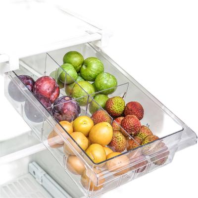 China BPA Free Eco-Friendly Four Compartment Fridge Drawer Organizer Refrigerator Fruit Egg Clear Plastic Food Container for sale