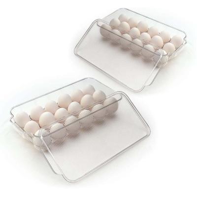 China Wholesale Modern Factory Fridge Chicken Egg Storage Container BPA 18 Free Clear Plastic Tray Egg Holder With Lid For Fridge for sale