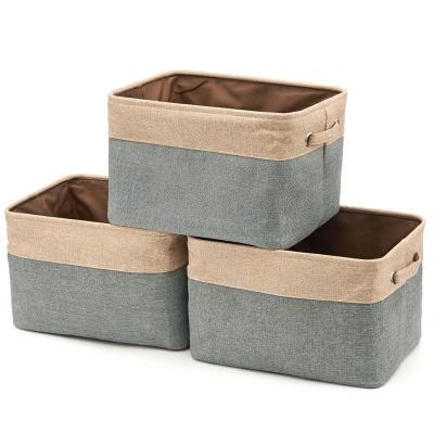 China Modern Organizer for Nursery Shelf Desk Foldable Tissue Boxes with Cotton Handles Cabinet Toys Storage Basket Collapsible Bins for sale