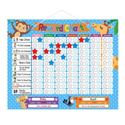 China Custom Film+paper+rubber Behavior Reward Chart Magnetic Kids Erase Kid Chore Chart Dry Board For Fridge for sale