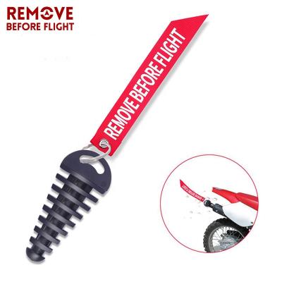 China Red Remove Before Flight Remove Before Flight Key Chains For Wash Black Rubber Plug Motorcycle Muffler Exhaust CR Flame Key Chain Red Tag for sale