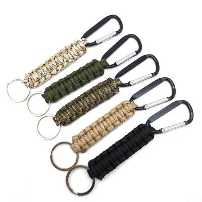 China Parachute Rope Parachute Outer Rope Carabiner Key Chain Hanging Seven Core Umbrella Rope Braided Key Chain Rings for sale