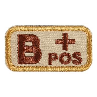 China ACU Positive Patch 3D B Blood Type Military Embroidery Badge With Hook And Loop Fastener At Backside for sale