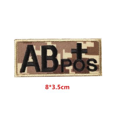 China 3D Multicam OCP Blood Type Correction Ab Positive With Black Embroidery Size 8*3.5cm for sale