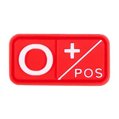 China 3D Positive Blood Type O Patch PVC O+ Badge In Red Color For Military for sale