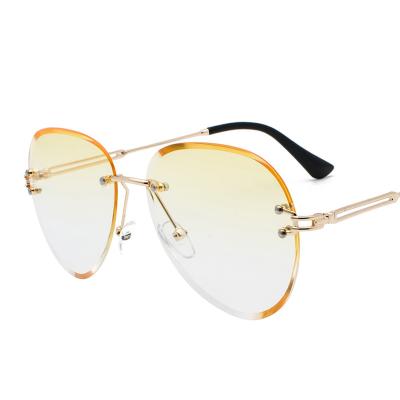 China Eeser 2022 Fashion Style Optital Pilot Sunglasses Women Men Rimless Glass Oversized Eyewear Retro Fashion Sun Glasses for sale