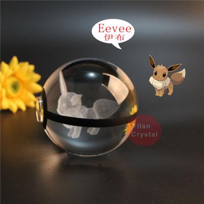 China Custom Europe Eevee 50mm Crystal k9 80mm Children's Day Souvenir Gift Ball for sale