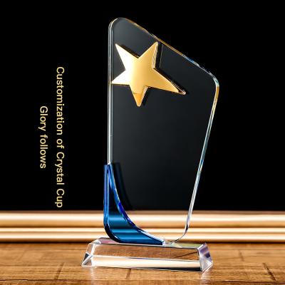 China Health Care Institutes Wholesale Star Shape Award Glass Trophy Crystal Professional Custom for sale