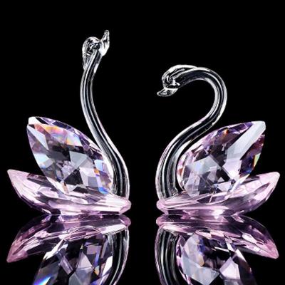 China China Lucky Gifts Colorful Crystal Swan Statue Figurine Collection Home Ornament for sale