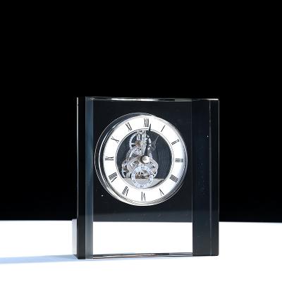 China Gift high quality crystal lucency europe souvenir crystal cube with replaceable mini clock for sale