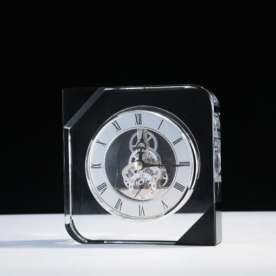 China Europe Hot Selling Modern Decorative Crystal Glass Clock Supply Items Ornaments for sale