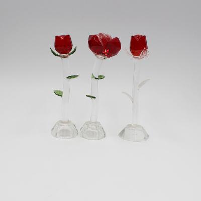 China China wholesale wedding favors simple rose crystal glass flower figurines decoration for sale