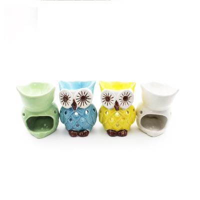 China Wholesale Decoration Custom Animal Design Owl Aroma Ceramic Oil Burner For Office Decor for sale