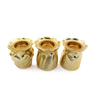 China Wholesale Cheap Ceramic Hotel Decoration Gold Foil Incense Holder Censer For Home Decoration for sale