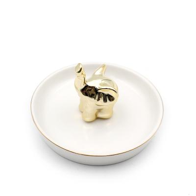 China Ceramic Jewelry Display Porcelain Elephant Jewelry Display Gold Jewelry Ring Holder for sale