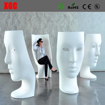 China Funny Fiberglass Mask Arm Chair Patio Fiberglass Outdoor Mask Chair Back Rest Leisure Mask Chair for sale