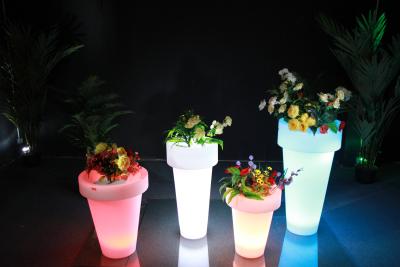 China Bar Furniture Pe Material Plant Pots With Led Light for sale