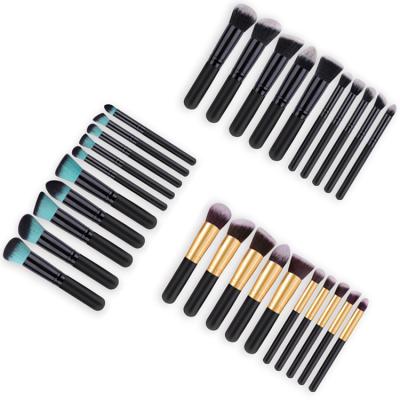 China Angular Blush New Makeup Brushes 10pcs Three Design Makeup Brush Set Colorful Handle Cosmetics Set Brush Makeup Tool Kit for sale