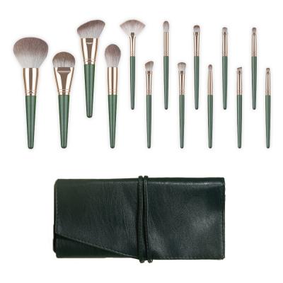 China Fan Brush Full Set of 14 RTS Cloud Green Makeup Brush Eyeshadow Foundation Brush High Quality Brush Beginners Beauty Tools for sale