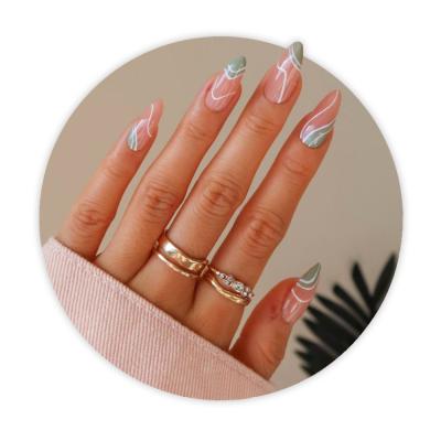 China RTS Design 24Pcs French False Nail Tips Full Cover False Finger Nail Art Single Nails Wholesale Artificial Nails Fakenails for sale