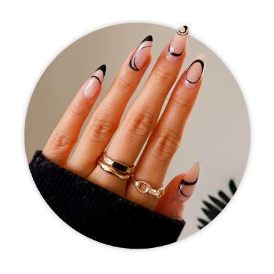 China Nordic Design 24pcs RTS Style Wearing Single Line False Nail French Manicure Corrector Nail Tips NEW for sale