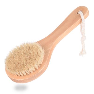 China All Natural Wood Bristle Small Bristle Body Massage Dry Brush TREESMILE Bath Brush OEM Logo All Natural Brushes Factory Good Quality for sale