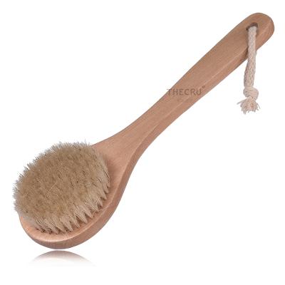 China All Natural TREESMILE Bath Brush 25cm Dry Bristle Wooden Body Massage Brush OEM Logo All Natural Brushes Factory Good Quality for sale