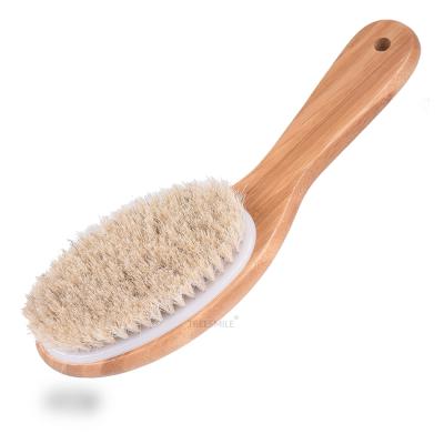 China EXFOLIATING TREESMILE Soft Bath Brush Natural Bamboo Horsehair Cellulite Exfoliating Body Shower Brushes Custom Logo Factory for sale