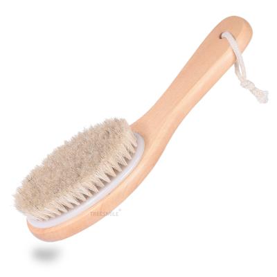 China soft & TREESMILE massage soft horsehair bath brush scrub exfoliate shower skin brushes high quality natural body brush dry plant for sale