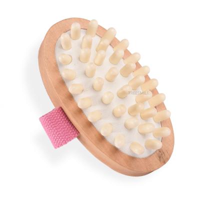 China Eco-Friendly TREESMILE 2021WOOD Air Cushion Massage Brush Long Handle Spa Body Brushes Factory Custom Logo Gift Good For Your Brand Promotio for sale