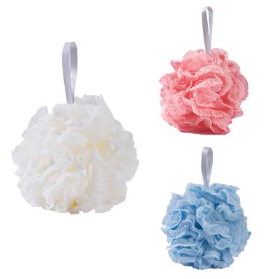 China EXFOLIATE New Design Lace Flower Bath Sponge Ball Shower Bath 50g RTS Soft Body Brush High Quality Mix Color for sale