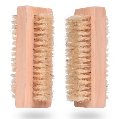 China Natural NAIL Wood Nail Brush Boar Stiffeners Treesmile Double Sided Small Body Brush Custom Logo Cleaning Brushes For Manicure Shop for sale