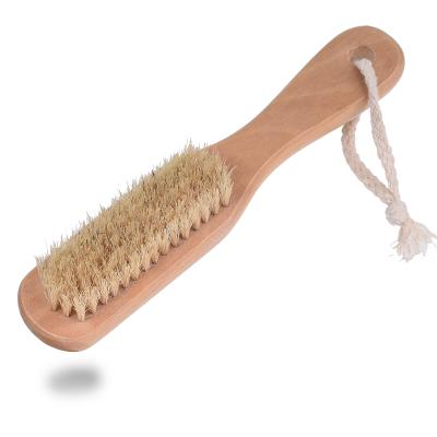 China TREESMILE NAIL Wood Nail Brush Natural Boar Bristle Cleaning Brushes Double Sided Small Body Brush Custom Logo Factory for sale