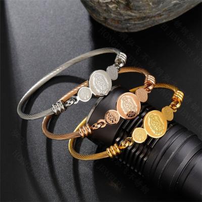 China Hot Casual/Sporty Virgin Mary Stainless Steel Cable Bangle Bracelet for sale