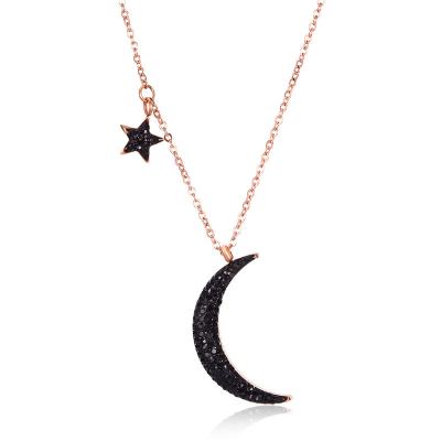 China FASHIONABLE Hot Sale Black Crystal Moon And Star Pendant Necklace For Women for sale