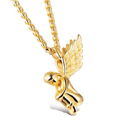 China High Quality Stainless Steel Angel Wing Gold Pendant Necklace For Man Woman for sale