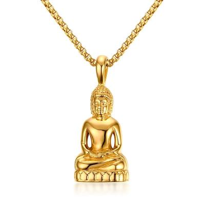 China Gold Stainless Steel Stainless Steel Thai Rest Laughing Buddha Pendant Necklace for sale