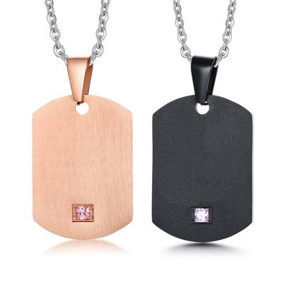 China FASHIONABLE high quality coupld necklace custom stainless steel empty pendant with zirconia for sale