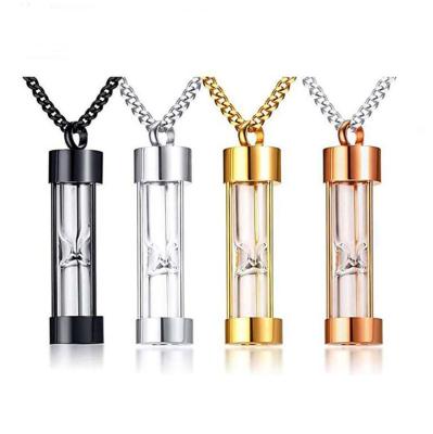 China FASHIONABLE Glass Urn Keepsake Pendant Hourglass Perfume Bottle Hourglass Amazon Pendant Necklace for sale