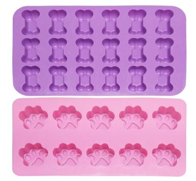 China Viable 2-Piece Puppy Paw and Dog Bone Shape Silicone Mold,Ice Cube Mold,Candy Making Molds for sale