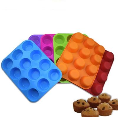 China Mafen Viable Cup Food Grade 12 Cavities Mold Silicone Cupcake Baking Molds for sale