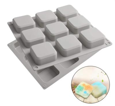 China Factory Viable Hot Selling 9 Cavities Flexible Square Silicone Soap Mold for sale