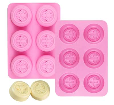 China Viable 6 Cavity Round Soap Mold For Handmade Soap Cake Bpa Free 3d Honeycomb Silicone Mold for sale