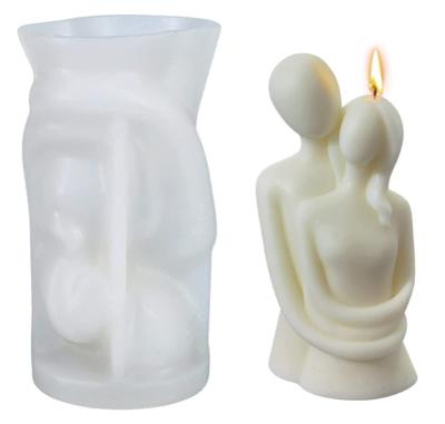 China Lifelike 3D Hugging Couple Mold Art Body Resin Casting Silicone Candle Mold For DIY Candle Making for sale