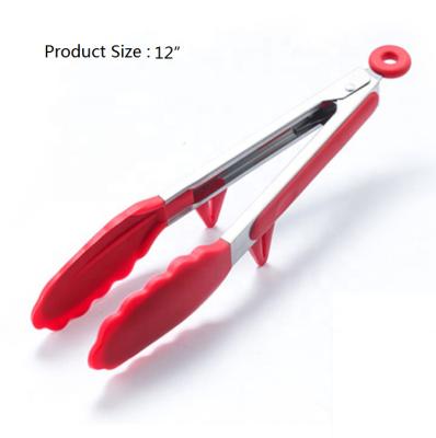 China Viable High Quality Kitchen Cookware Heat Resistant Silicone Food Tongs for sale