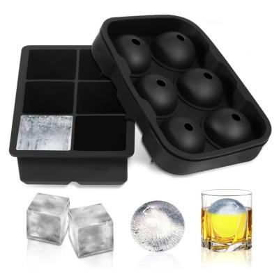 China Viable Free Square Trays Set, BPA Large Sphere Ice Ball Silicone Ice Cube Molds For Whiskey for sale