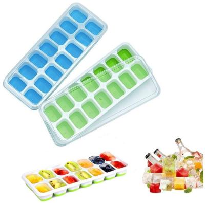 China Sustainable Removable Lid Silicone Spill-Resistant Ice Cube Molds for sale