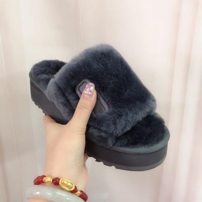 China 2021 fashion new trend wholesale high quality best new selling winter ladies fashion real fur slippers wool for sale