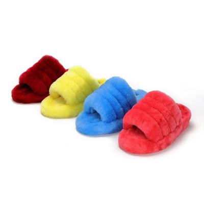 China Women Hairy Open Toe Faux Fur Slides Slippers Fashion Trend Wholesale Hot Sandals for sale